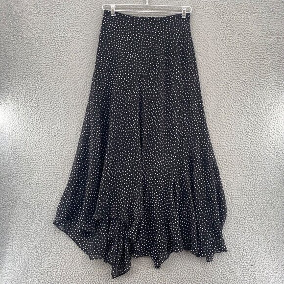 CAbi Skirt Womens 2 Sinatra Black Polka Dot Midi Flare Handkerchief Flowy Casual - Picture 1 of 12